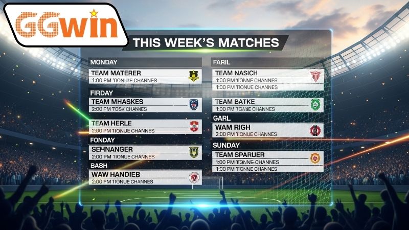 Các giải đấu bóng đá có trong lịch tuần này tại GGWIN